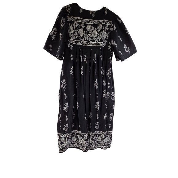 Fundamentals Women's Short Sleeve Pullover Midi Dress Kaften Floral Black Size L - Picture 5 of 8
